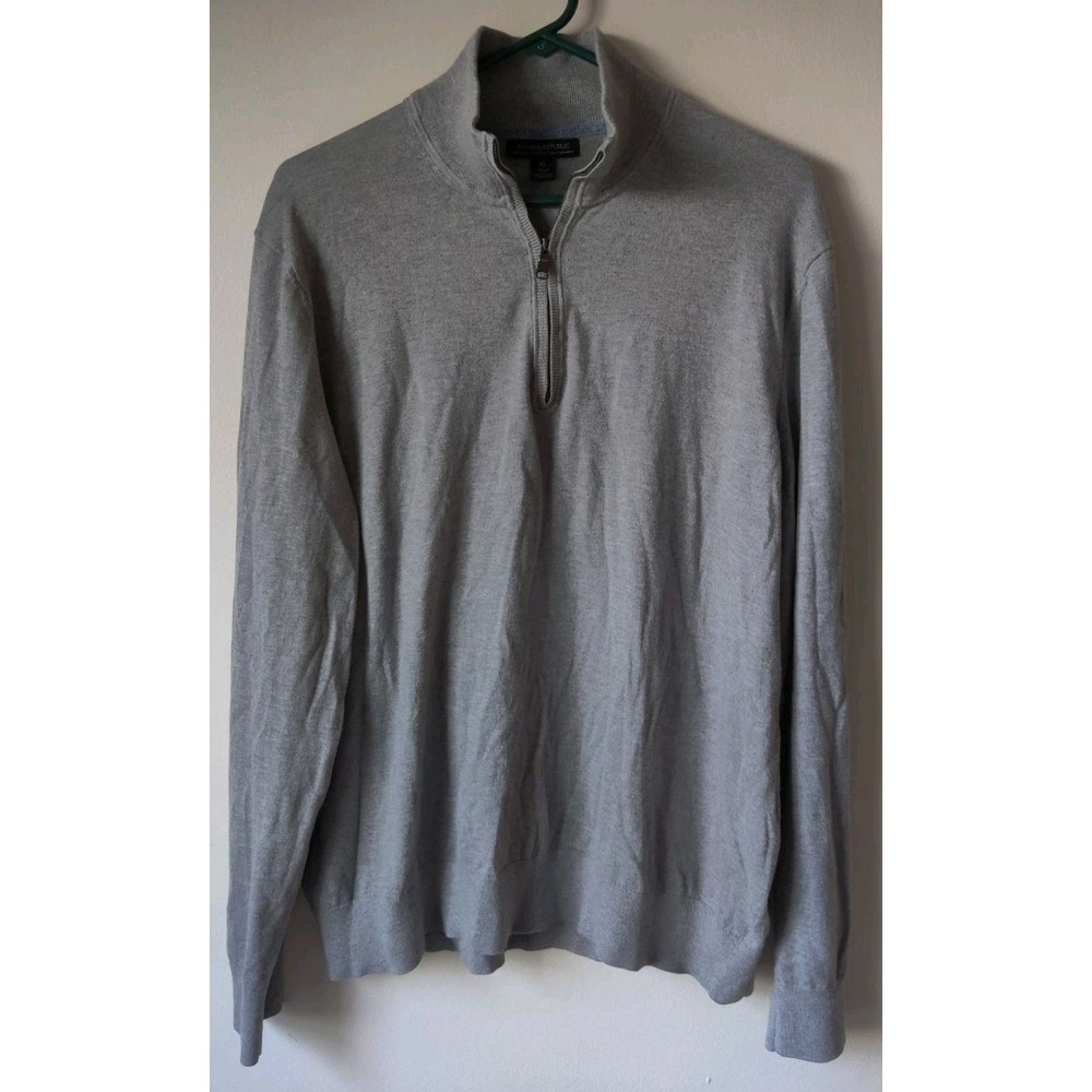 Banana Republic Men's Quarter Zip Sweater Gray Size XL Pima Cotton/Cashmere